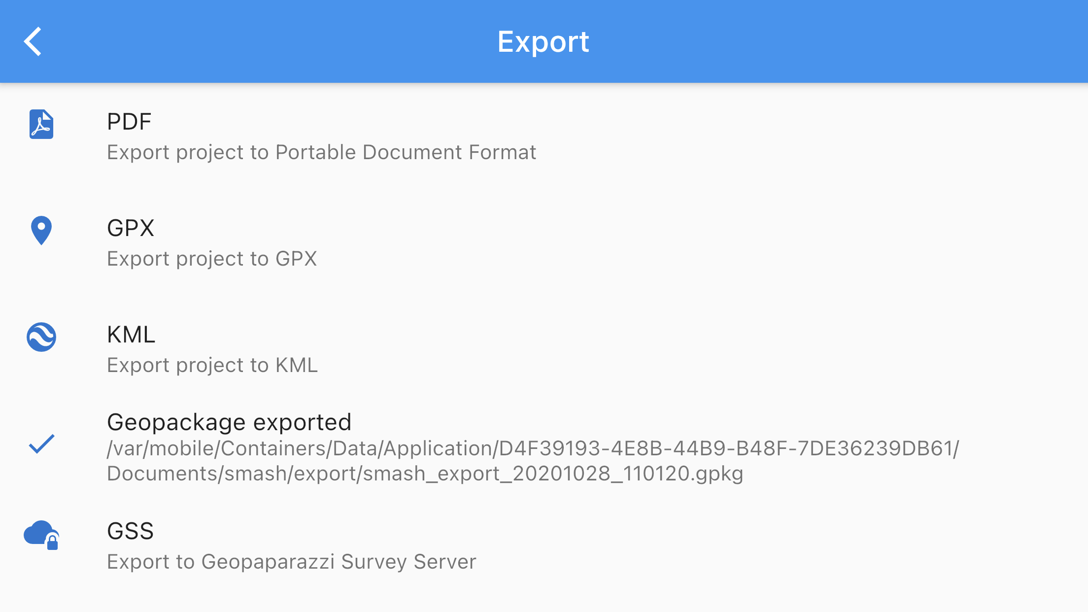 geopkg export